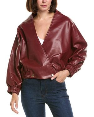 La Fiorentina Wrap Faux Leather Jacket - Red