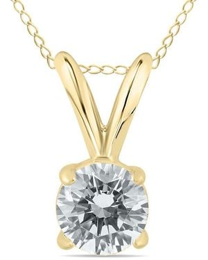 True Diamond 14k 0.30 Ct. Tw. Diamond Solitaire Necklace - Metallic