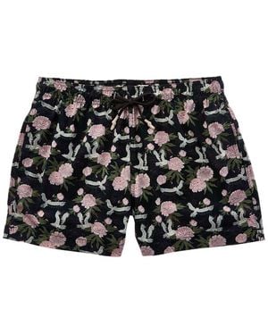 Sunset and Vine Microfiber Woven Printed Swim Trunk - Black