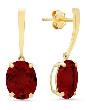 MaxColor 14k 5.50 Ct. Tw. Garnet Drop Earrings - Red