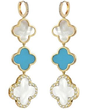 Liv Oliver 18K Plated 34.20 Ct. Tw. Mother Of Pearl Cz Earrings - Blue