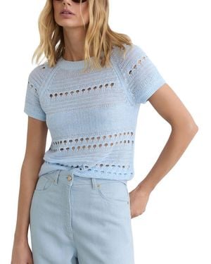 Reiss Chloe Linen Textured Knit Top - Blue