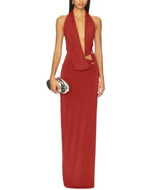 Alma King Solid Maxi Dress - Red
