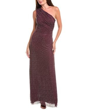 Halston Rafelle Rhinestone Mesh Gown - Purple
