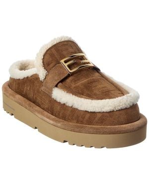 Fendi Apres Ff Suede & Shearling Mule - Brown