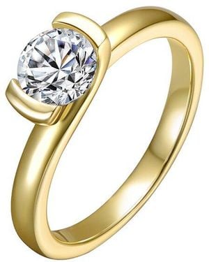 Rachel Glauber 14K Plated Cz Solitaire Ring - Metallic