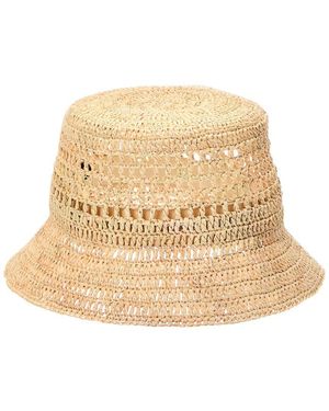 Bruno Magli Crochet Short Brim Bucket Hat - Natural