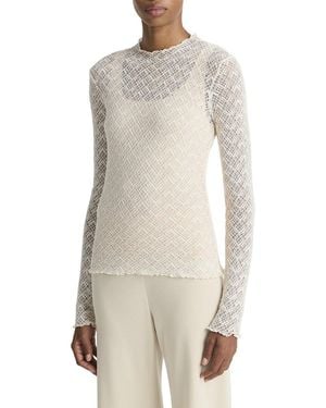 Vince Lace Mock Neck Top - White