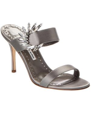 Manolo Blahnik Chivela 90 Satin Sandal - Metallic