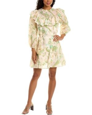 Beulah London Belted Mini Dress - Yellow