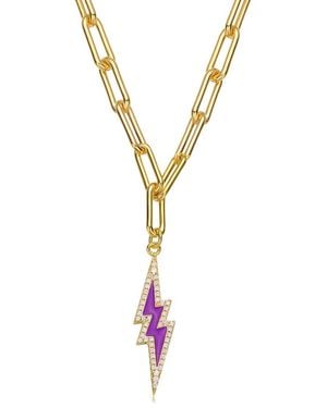 Rachel Glauber 14k Plated Cz Necklace - Metallic