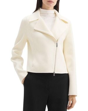 Theory Wool & Cashmere-Blend Moto Jacket - White
