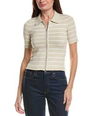 Rag & Bone Leanne Stripe Zip Polo Top - White