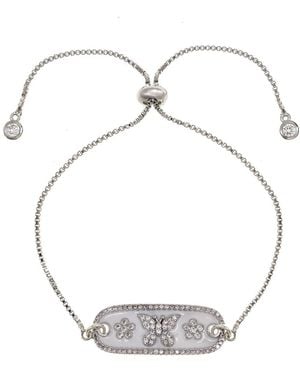 Rachel Reinhardt Jewelry Plated Cz & Enamel Butterfly Connector Bracelet - Metallic