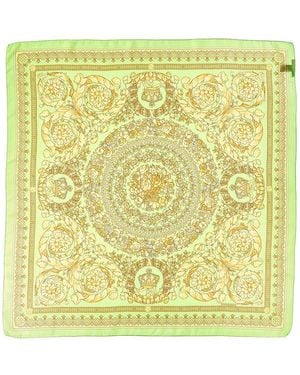 Versace Barocco Print Silk Scarf - Yellow