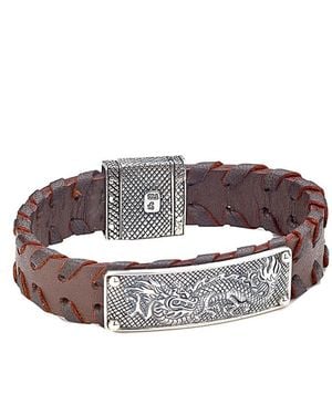 Samuel B. Dragon Leather Bracelet - White