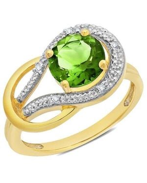 MaxColor 10k 2.30 Ct. Tw. Diamond & Peridot Eternity Ring - Green