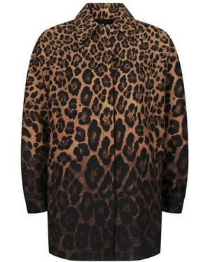 Valentino Animalier Ombré Wool & Silk-Blend Shirt Jacket - Brown