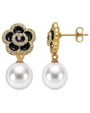 Liv Oliver 18k Plated 12mm Pearl Cz Earrings - White