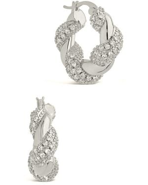 Sterling Forever Florence Hoops - White