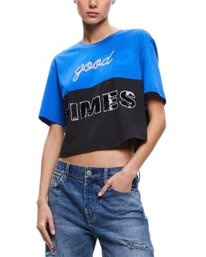 Alice + Olivia Alice + Olivia Alissa Boxy Ringer T-shirt - Blue