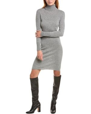 Sofiacashmere Classic Turtleneck 100% Cashmere Dress - Gray