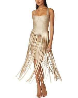 Bebe Bandage Fringe Maxi Dress - Natural
