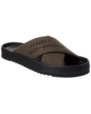 Fendi Double Canvas Slide - Brown