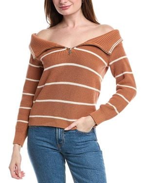 525 America Off-Shoulder Stripe Pullover - Blue