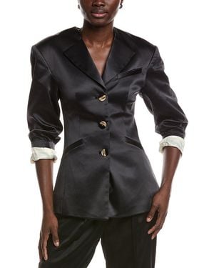 Ganni Double Satin Fitted Blazer - Black