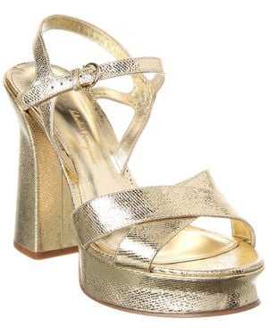 Ferragamo Sonya Leather Platform Sandal - Metallic