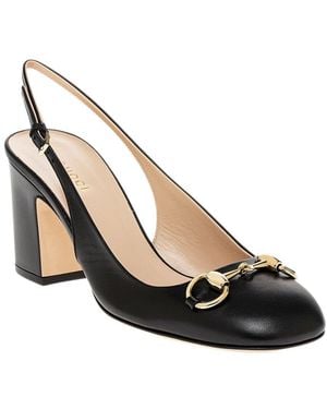 Gucci Horsebit Leather Slingback Pump - Black