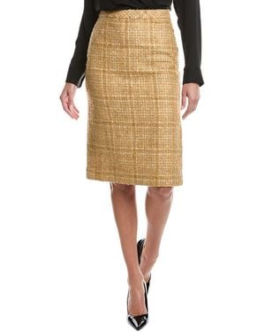 St. John Check Tweed Wool-Blend Skirt - Natural