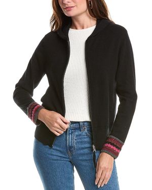Johnny Was The Crochet Cuff Cashmere Hoodie - Black