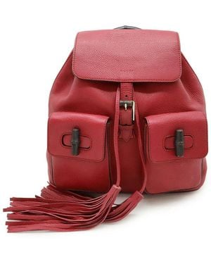 Gucci Bamboo Backpack (Authentic Pre-Loved) - Red