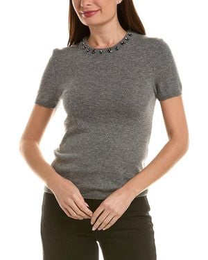 InCashmere Tonal Bead Neck Wool & Cashmere-Blend Jumper - Grey