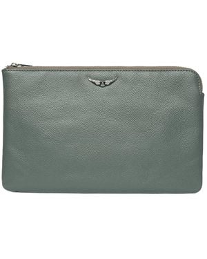 Zadig & Voltaire Uma Wings Grained Leather Pouch - Grey