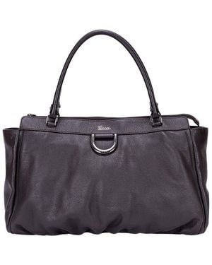 Gucci Dark Brown Calfskin Grained Leather D-ring Abbey Zip Tote (authentic Pre-loved) - Purple