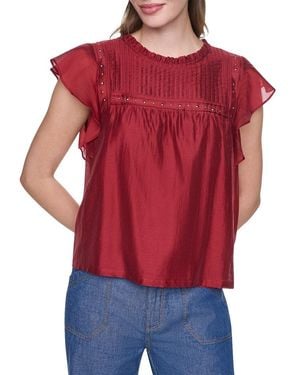 DKNY Pleated Studded Top - Red