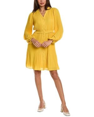 Nanette Lepore Accordion Pleated Shirtdress - Yellow