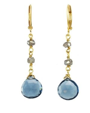 Rachel Reinhardt Jewelry 14k Over Silver Labradorite & Topaz Drop Earrings - Blue