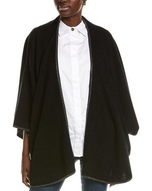 Sofiacashmere Rhinestone-Trimmed Cashmere Cape - Black