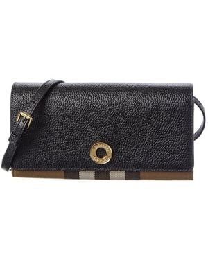 Burberry Check Canvas & Leather Crossbody - Black