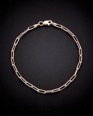 Italian Gold 14k Italian Rose Gold Paperclip Chain Bracelet - Black