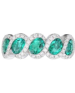 Gregg Ruth 18K 1.97 Ct. Tw. Diamond & Lab-Grown Lab Created Emerald Ring - Green