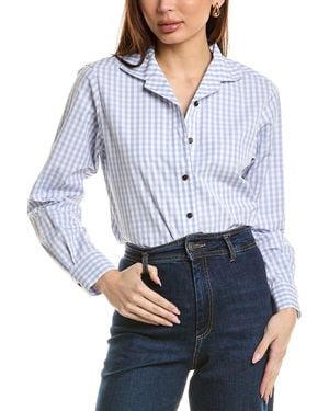 Lafayette 148 New York Notched Shawl Collar Blouse - Blue