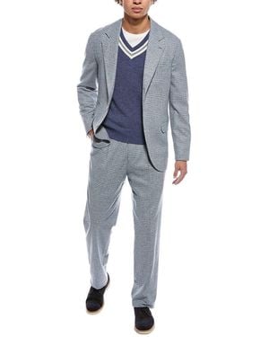 Brunello Cucinelli 2Pc Wool & Silk-Blend Suit With Pleated Pant - Blue