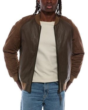 Blank NYC Leather Bomber Jacket - Brown