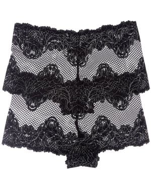 Le Mystere Set Of 2 Lace Allure Boyshort - Black
