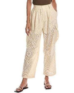 Chrldr Sia Loose Eyelet Cargo Pant - Natural